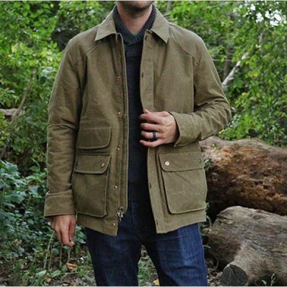 Men's Huckberry Flint and Tinder Hudson Waxed Flannel Lined Jacket XL - Picture 2 of 7